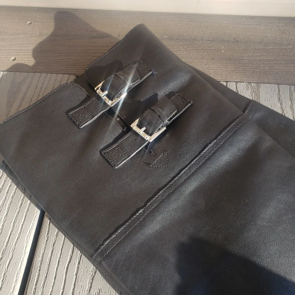 ZARA Leather 2 Buckle Over The Knee Lug Sole Tall Boots - Picture 6 of 13